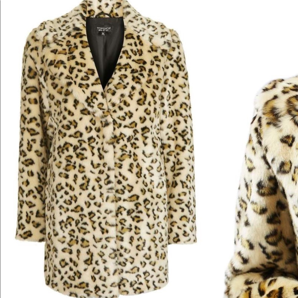 Topshop Leopard Faux Fur Coat - Picture 4 of 6