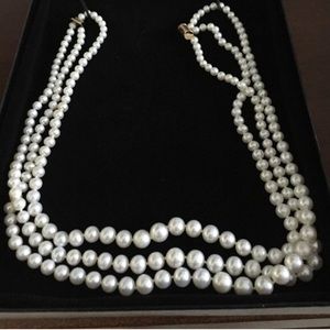 Authentic multi strand pearl necklace