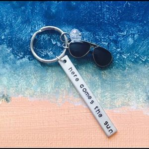 Beatles lyrics keychain here comes the sun, beach Beatles lyrics keychain here comes the sun, beach