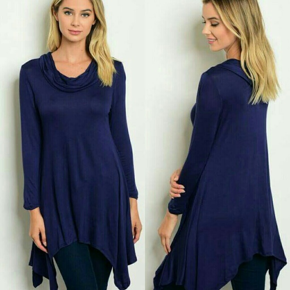 NEW Handkerchief Hem Cowl Neck Jersey Sweater Top - Picture 2 of 3