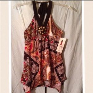 NWT Soulmates halter top w beaded details
