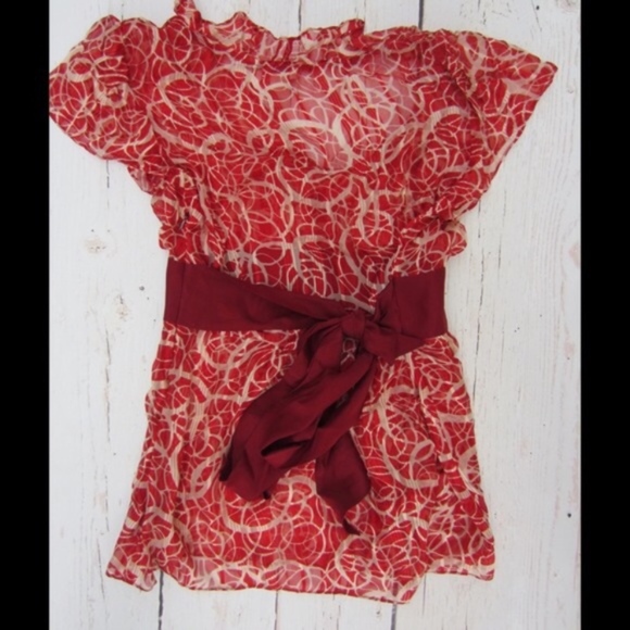 Anthropologie Red Silk Blouse - Picture 2 of 4