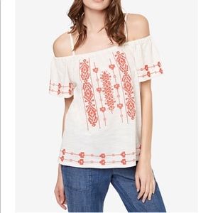 sanctuary embroidered cold shoulder top.