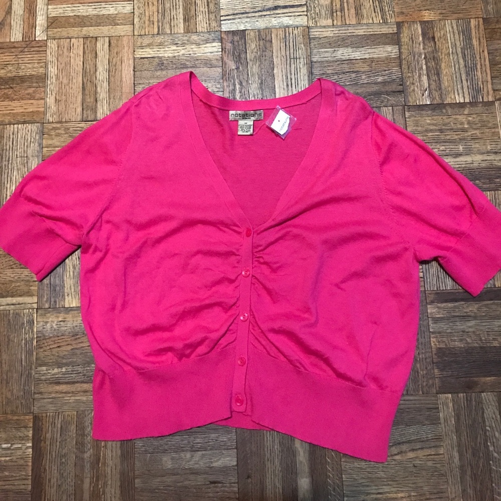 Notations Short Sleeve Button Down Cardigan SZ 1X