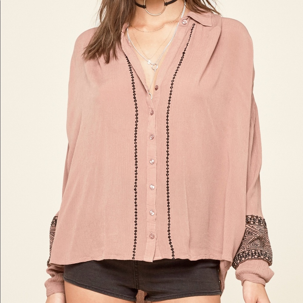 NWT Amuse Society Jetset Woven Blouse S