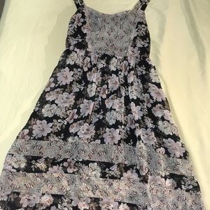Flowy Flower Print Chiffon Dress Medium