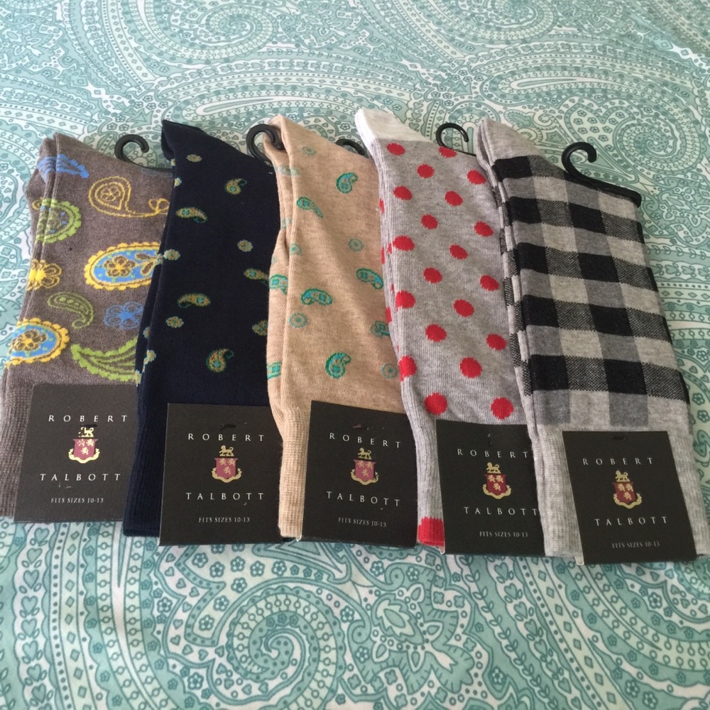 NWT Mens 5 Pair of Robert Talbott socks