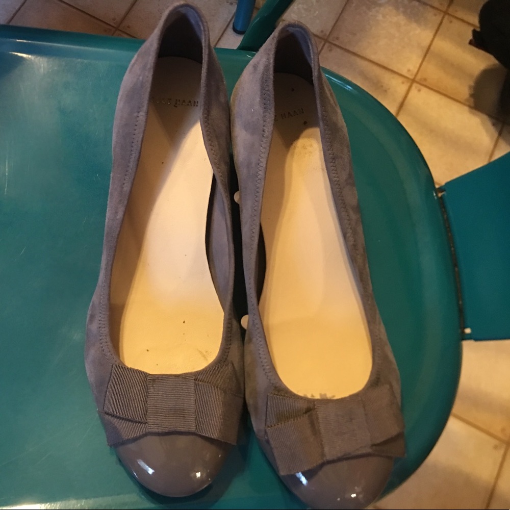 Cole Haan suede wedges grey