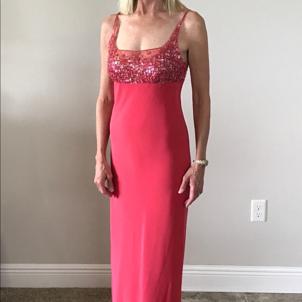 Stunning Gilar Evening Dress Coral Size 4 Beaded