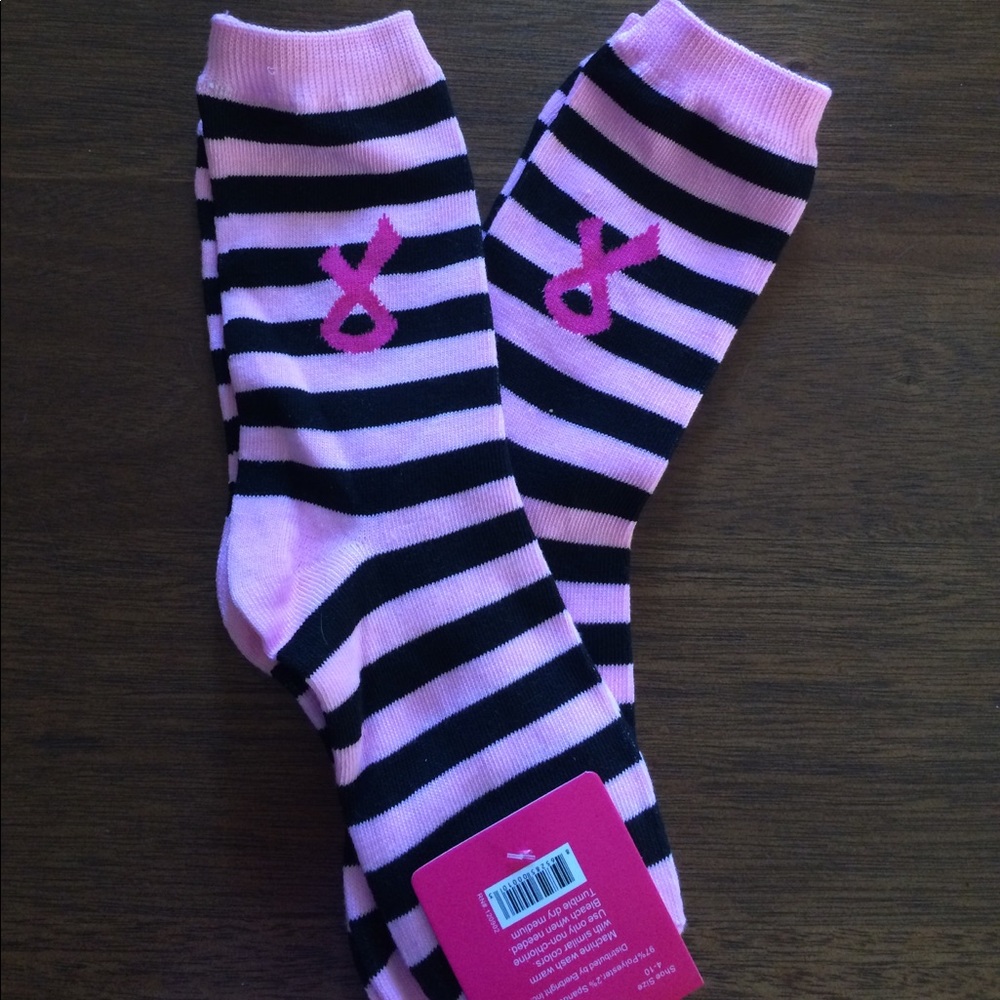 2 pair pink Breast Awareness Socks