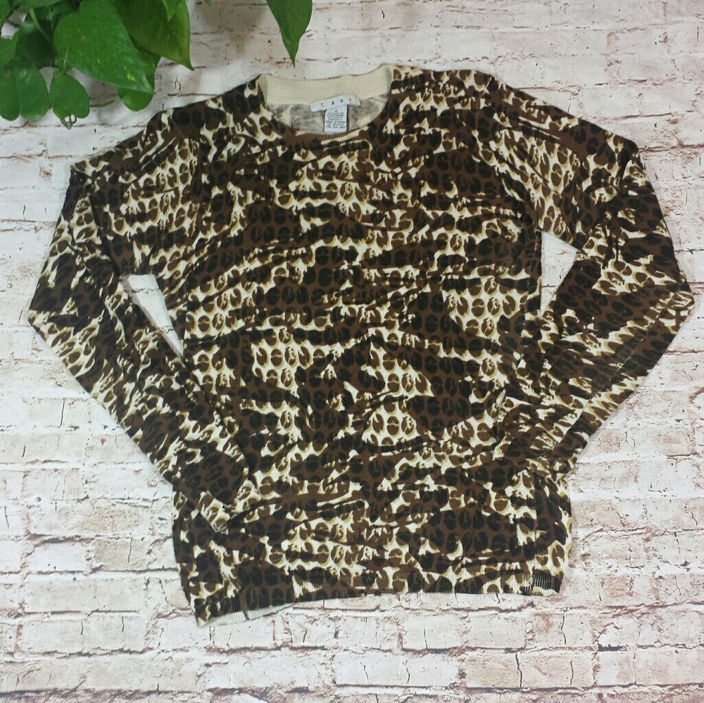CAbi Abstract Brown/Black Print Sweater