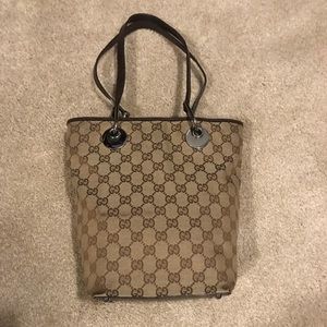 Gucci GG Canvas and Leather Bucket Bag -Authentic