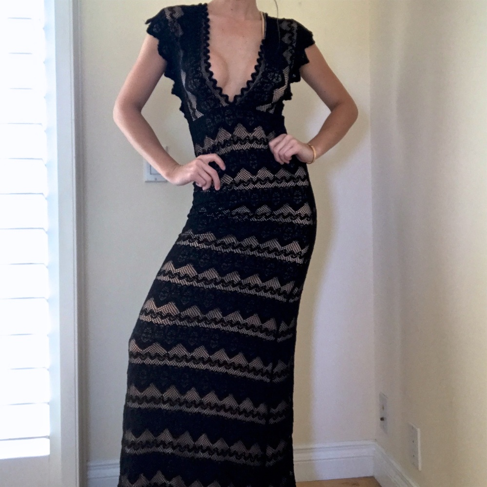 Nightcap Clothing Black Lace Maxi Dress