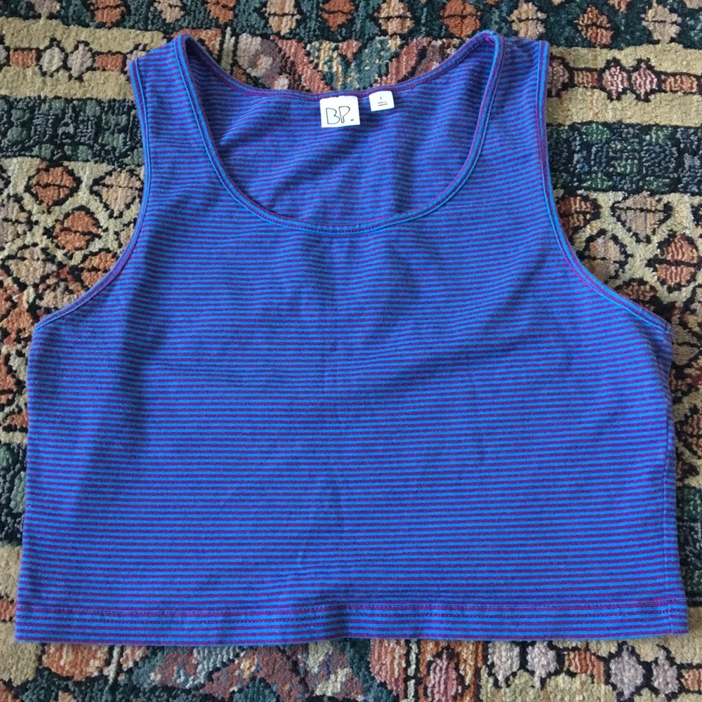 BLUE AND RED STRIPED CROP TOP