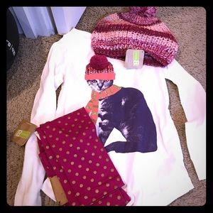 Crazy 8's long sleeve shirt, leggings and hat