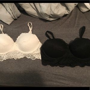 Black and white Victoria's Secret bralettes