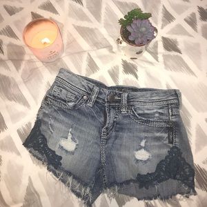 Silver Jean Shorts! Lacey and super cute!