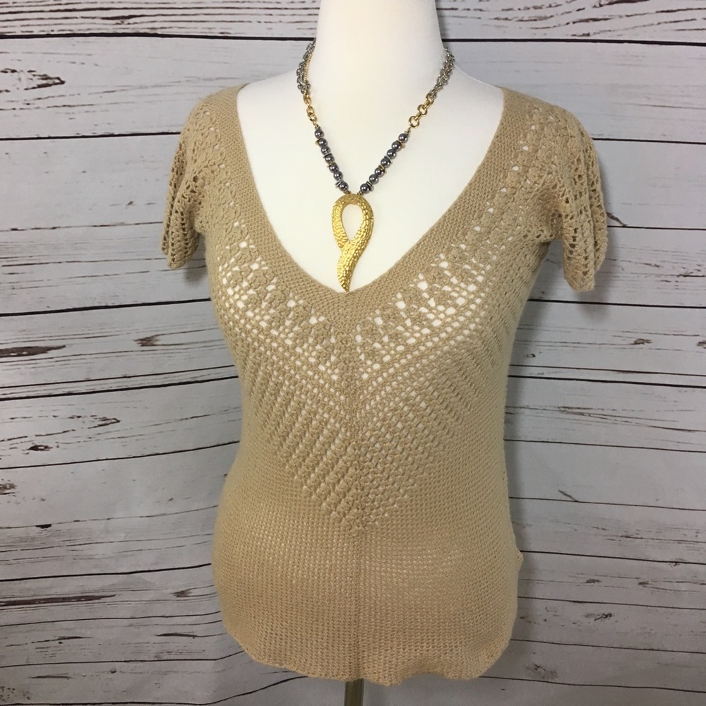 Michael Kors Tan Knitted Cropped Sweater Sz XL EUC