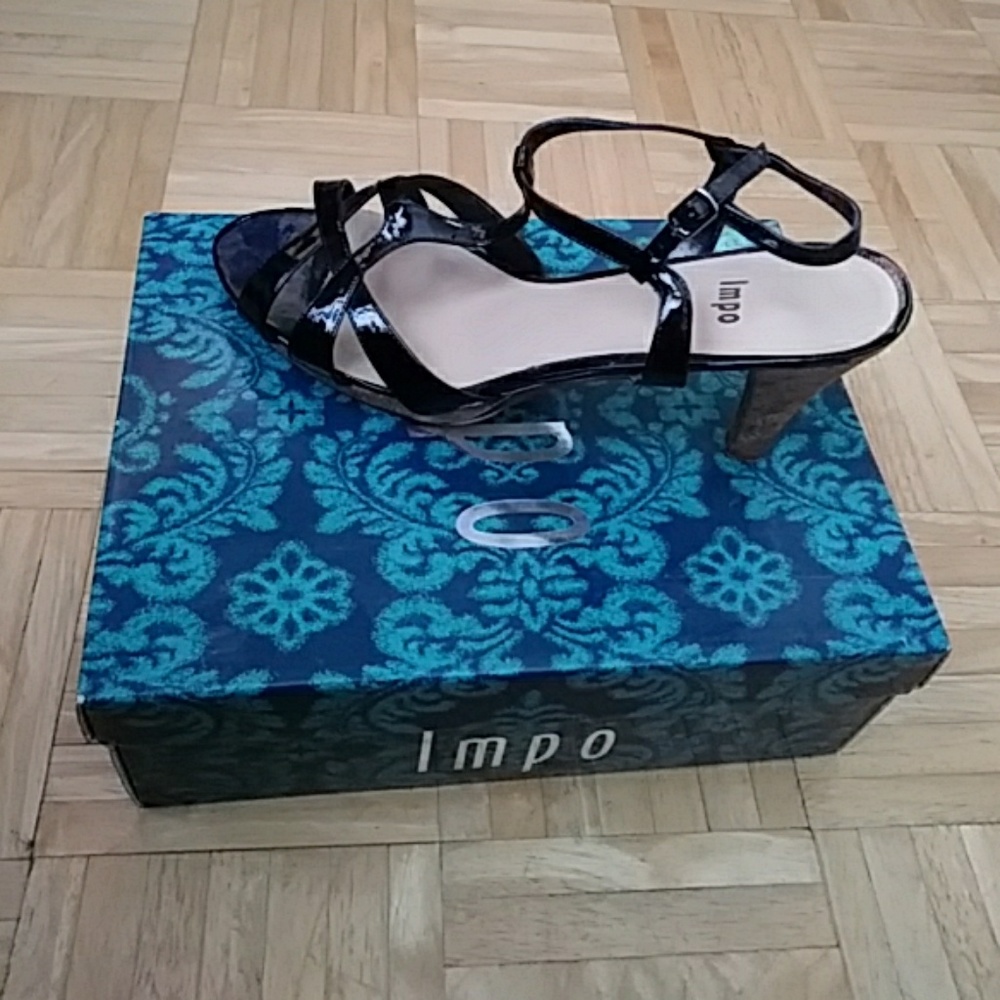 Black Patent T strap heels