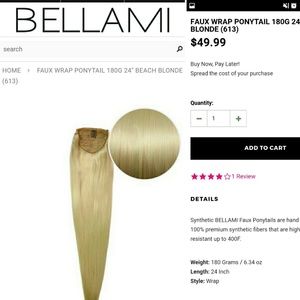 Bellami Blonde Ponytail Hair Extentions 24" Clip