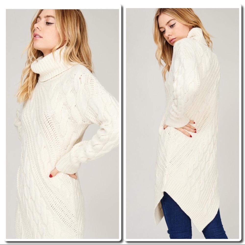 Cozy Knit crochet turtleneck sweater Ivory - Picture 4 of 6