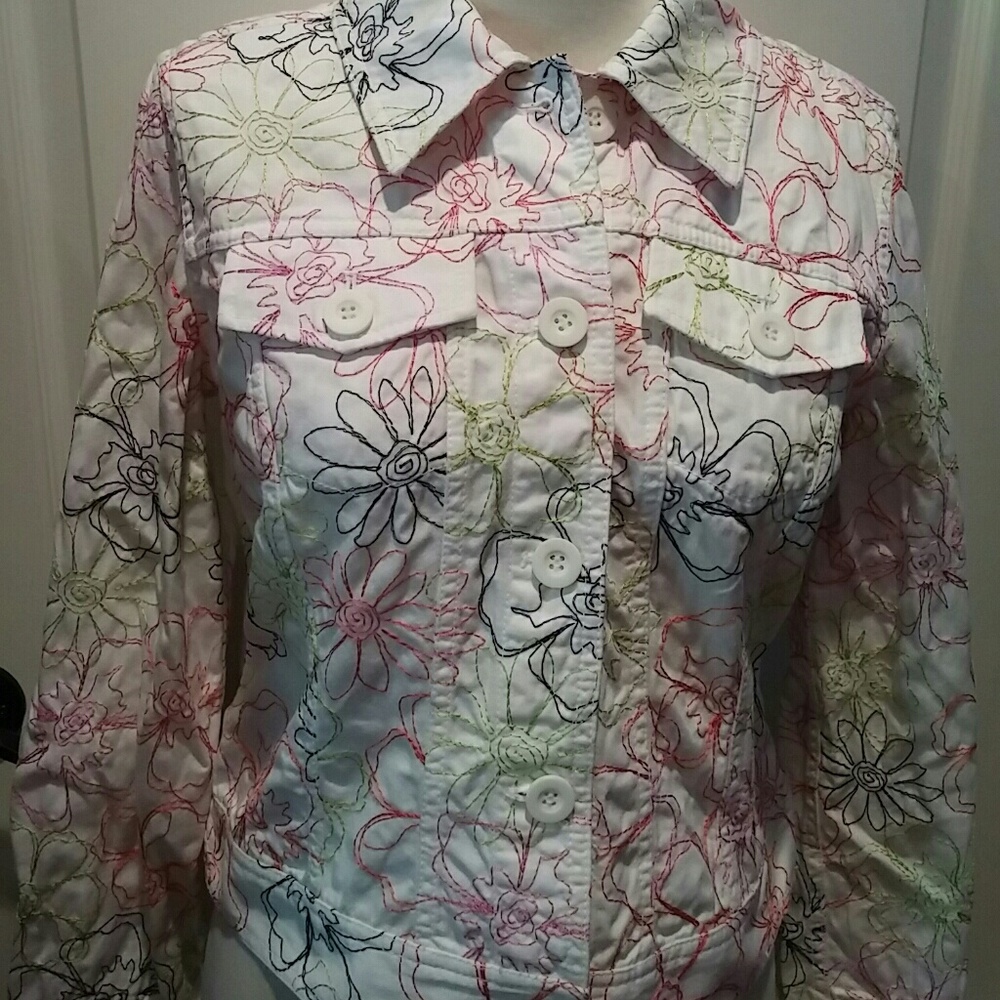 Liz Claiborne Size M Floral Embroidered Jacket