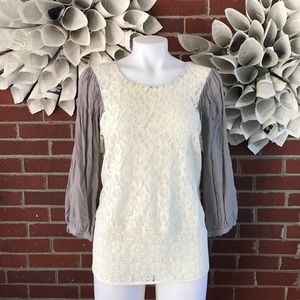 Maeve Anthro Lace LS Blouse b42 Maeve Anthro Lace LS Blouse b42