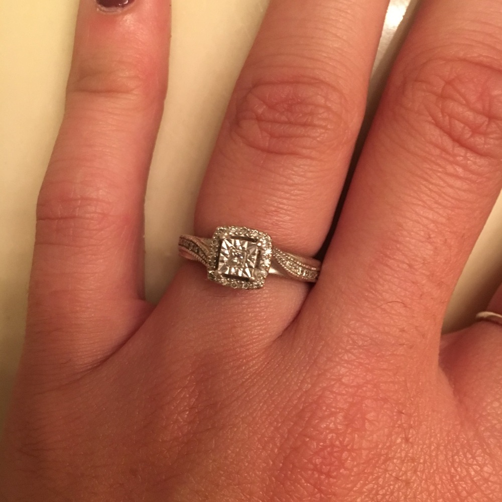 diamond ring 1/6 ct. princess cut sterling silver