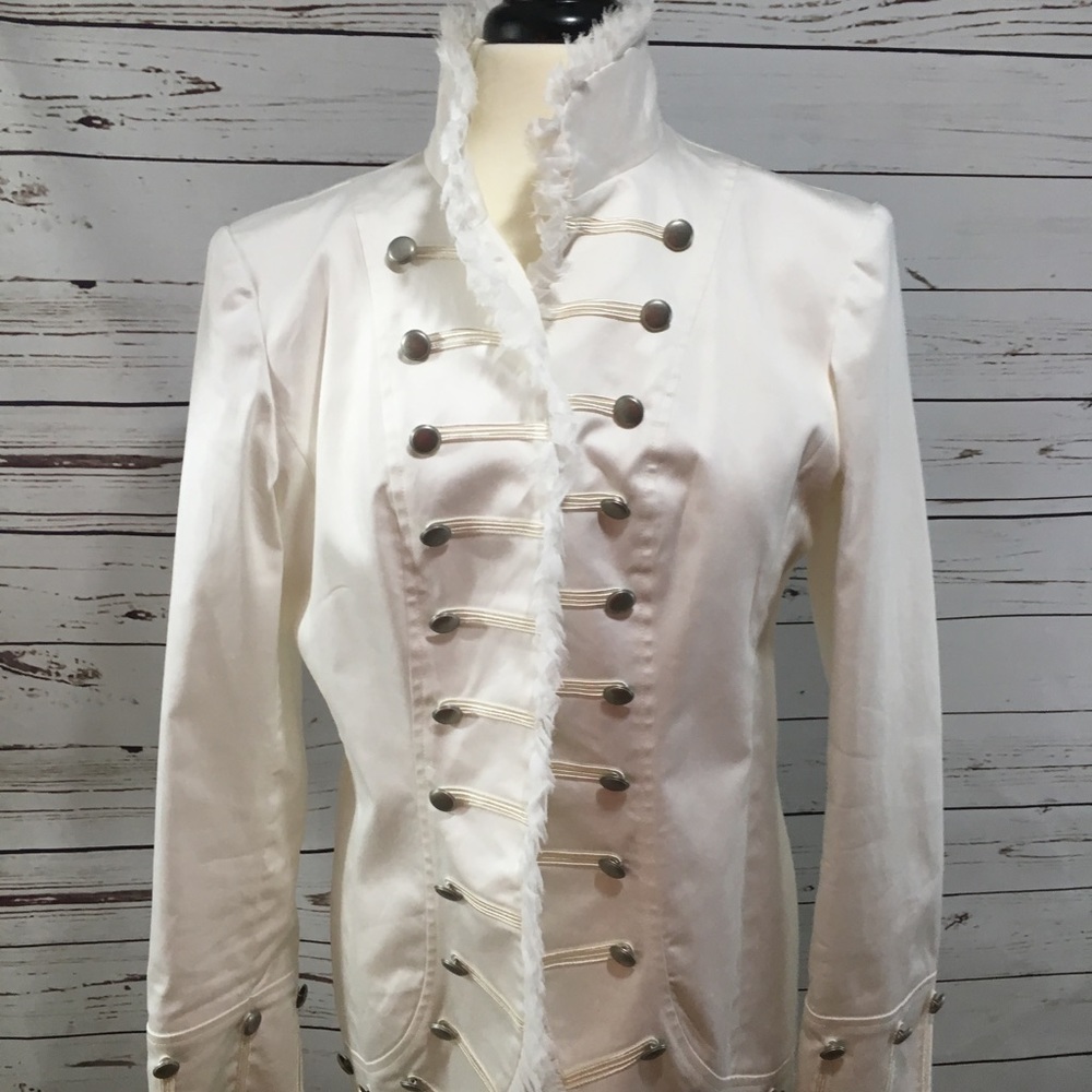 Zoey Military Style White Blazer Sz 14 EUC