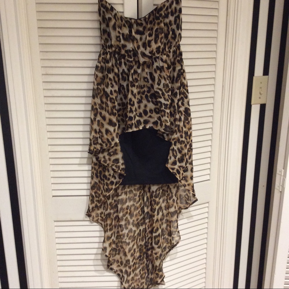 Leopard print high low skirt