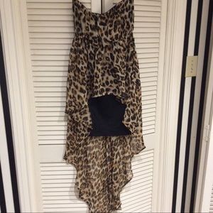 Leopard print high low skirt