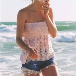 NEW Distressed Lace Denim Jean Shorts NEW Distressed Lace Denim Jean Shorts