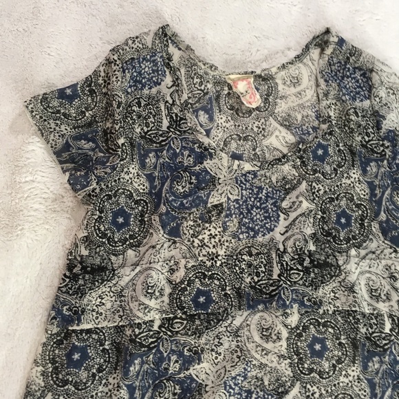 Robin K Heritage sheer paisley flower design top M - Picture 2 of 8