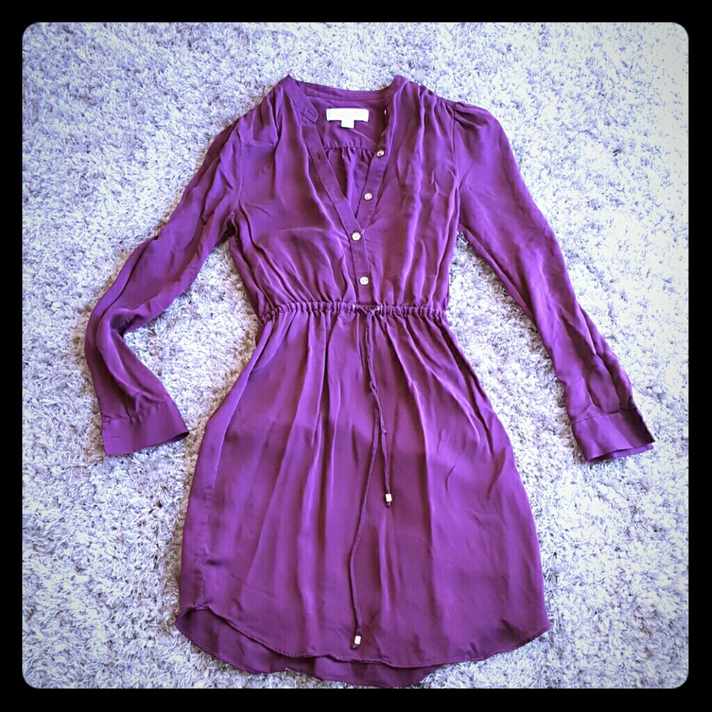 Michael Kors Burgundy Long Sleeve Dress