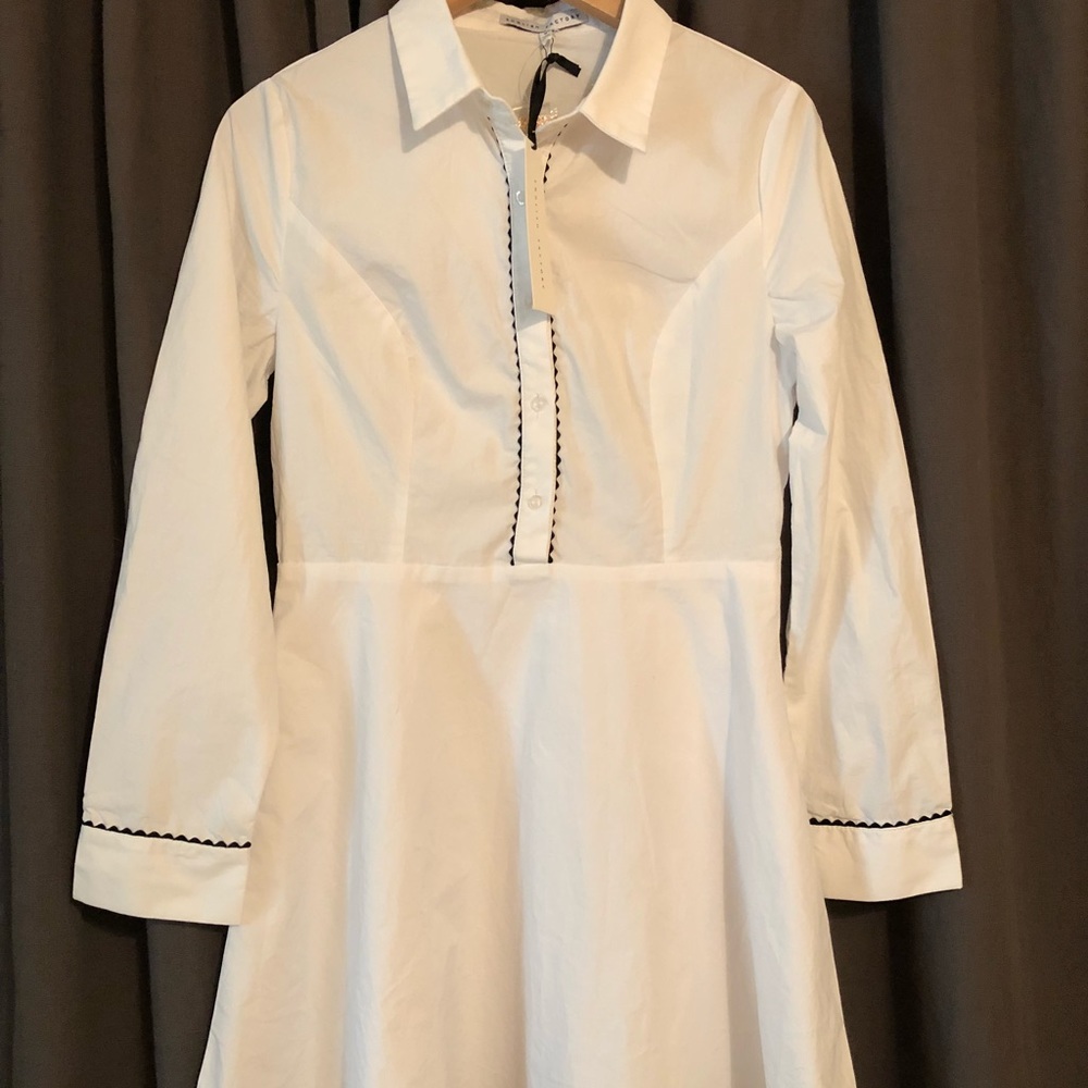 White button down dress with A line skirt, M, NWT.