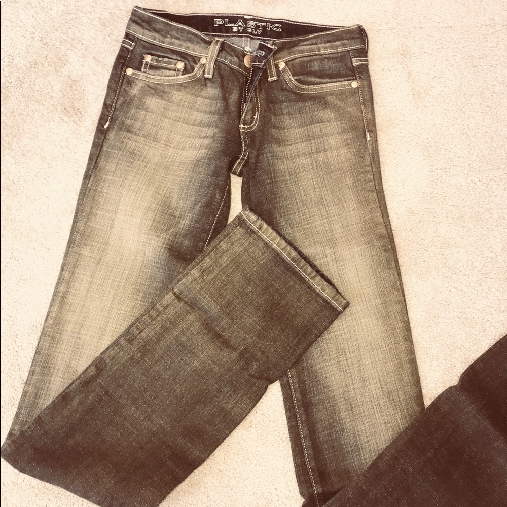 NWOT AMAZING BRONZE JEANS BY PLASTIC SZ 0