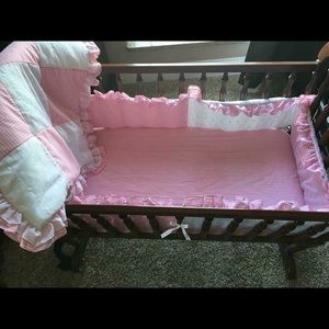 Pink & White Gingham Cradle Set. Baby Doll Brand