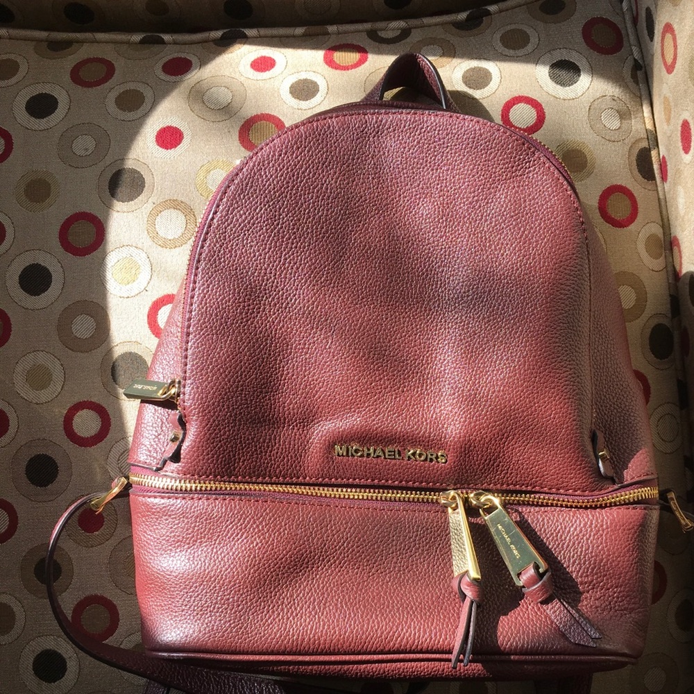 Michael Kors burgandy Medium Rhea Backpack