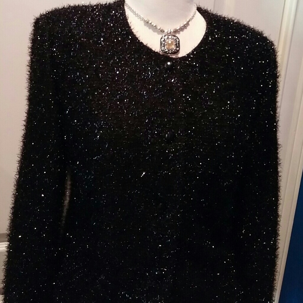 Jessica Howard Size 12 Black Shiny Evening Jacket