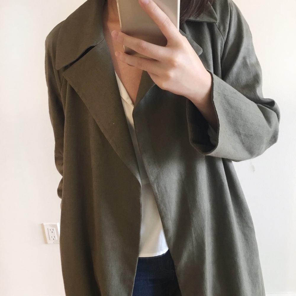 MOVING SALE Club Monaco green wrapping linen coat - Picture 5 of 8