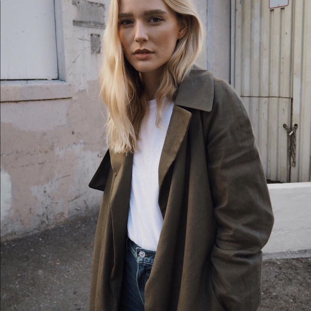 MOVING SALE Club Monaco green wrapping linen coat - Picture 8 of 8