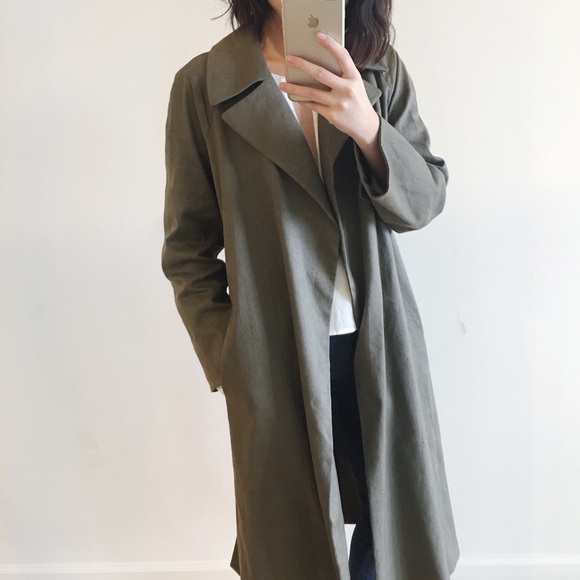 MOVING SALE Club Monaco green wrapping linen coat - Picture 3 of 8