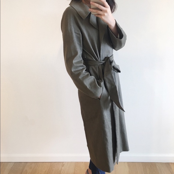 MOVING SALE Club Monaco green wrapping linen coat - Picture 4 of 8