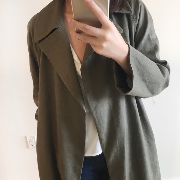 MOVING SALE Club Monaco green wrapping linen coat - Picture 5 of 8