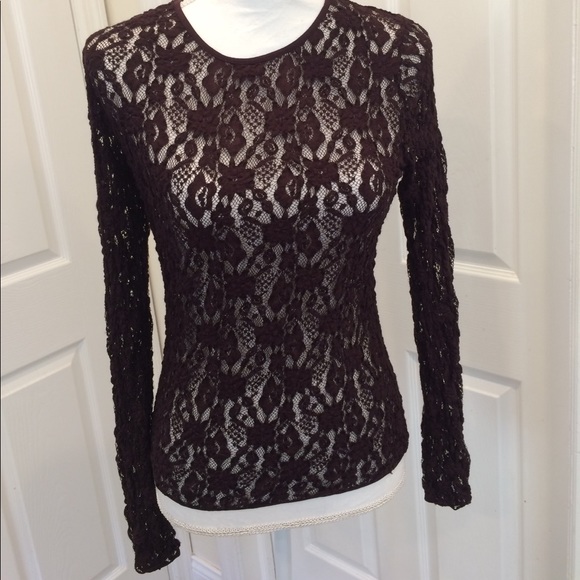 Calvin Klein Tops - Calvin Klein sexy lace long sleeve stretch t'shirt