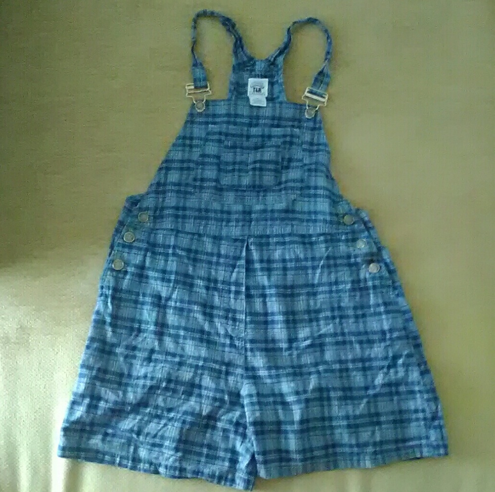 blue plaid overalls