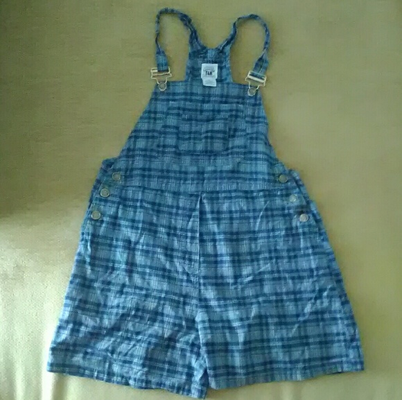 blue plaid overalls