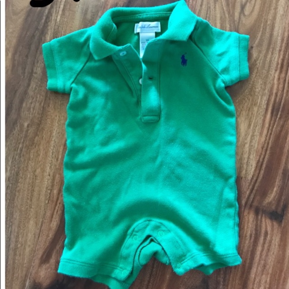 Boys Green RL Polo romper