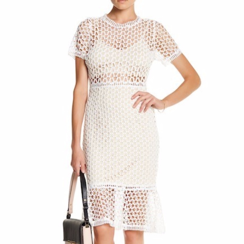 White Eyelet Crochet Midi Dress (NWOT)
