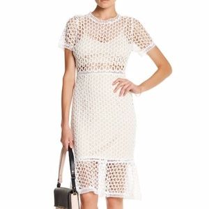 White Eyelet Crochet Midi Dress (NWOT)